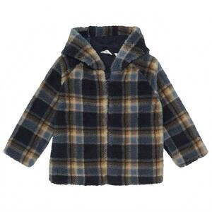 NEW MINYMO boy's hooded jacket with teddy lining in parisian night plaid